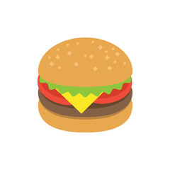 Hamburger vector isolated on white background. Cheeseburger vector illustration. 