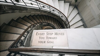 Fototapeta premium Inspirational Staircase with Motivational Quote on Marble Sign