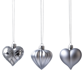 PNG Christmas hanging silver heart.