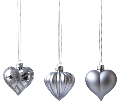 PNG Christmas hanging silver heart.
