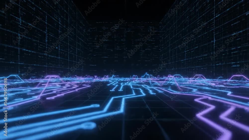 Aufkleber futuristic digital circuit board animation background loop for technology and science