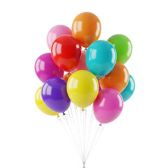 Bunch of colorful balloons for party isolated on transparent background