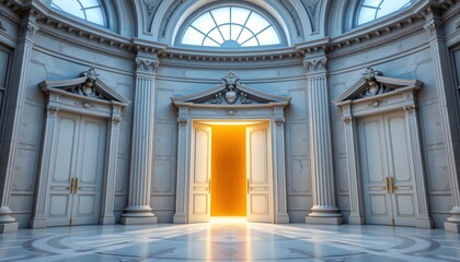 Elegant Classical Interior with Illuminated Center Door