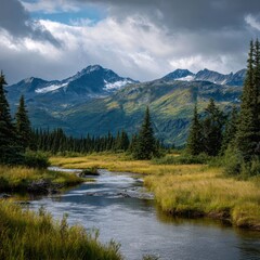 untouched Alaskan wilderness landscape wallpaper