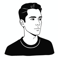 Handsome young man portrait in a minimalist black and white style.