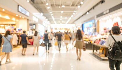 Blurred Shopping Mall Crowd Busy Shoppers Retail Therapy.