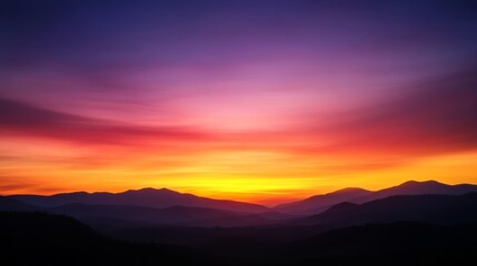 Obraz premium Stunning sunset over mountains nature landscape vibrant colors peaceful environment captivating viewpoint serenity concept