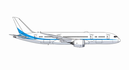Boeing 787 Dreamliner Airplane Illustration in Flight.