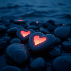 Obraz premium heart shaped stones