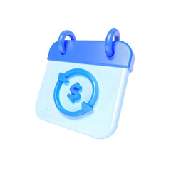 Recurring Payment Reminder 3D Render of a Calendar with a Dollar Sign and Circular Arrows