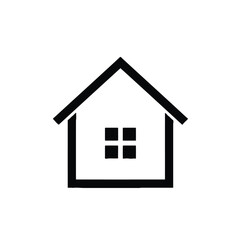 Simple black house line icon with a window.