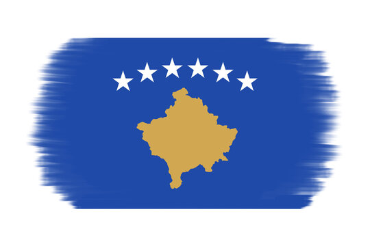 flag of kosova on transparent background. Kosova flag icon with brush stroke texture paint hand-drawn style. National Kosova flag sticker, png
