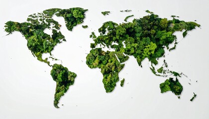 Lush Green World Map Aerial View Sustainable Planet.