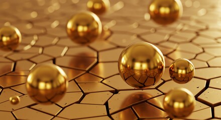 Gold spheres on hexagonal pattern