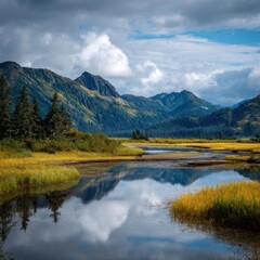 Fototapeta premium untouched Alaska nature reserve landscape
