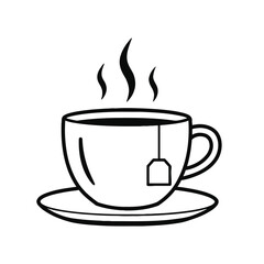 Simple line art icon of a hot cup of tea.