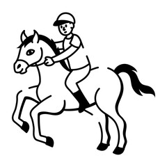 A doodle style icon representing horse riding

