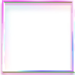 Holographic style rectangle frame with glossy rainbow metallic gradient and glowing futuristic prism reflection for modern abstract borders and digital graphic designs