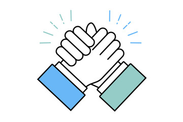 強く握り合った2人のビジネスマンの手のイラスト