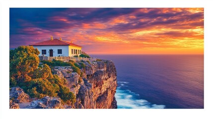 Breathtaking cliffside temple above roaring ocean cinematic spiritual majesty