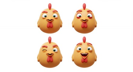 Cartoon chicken faces collection