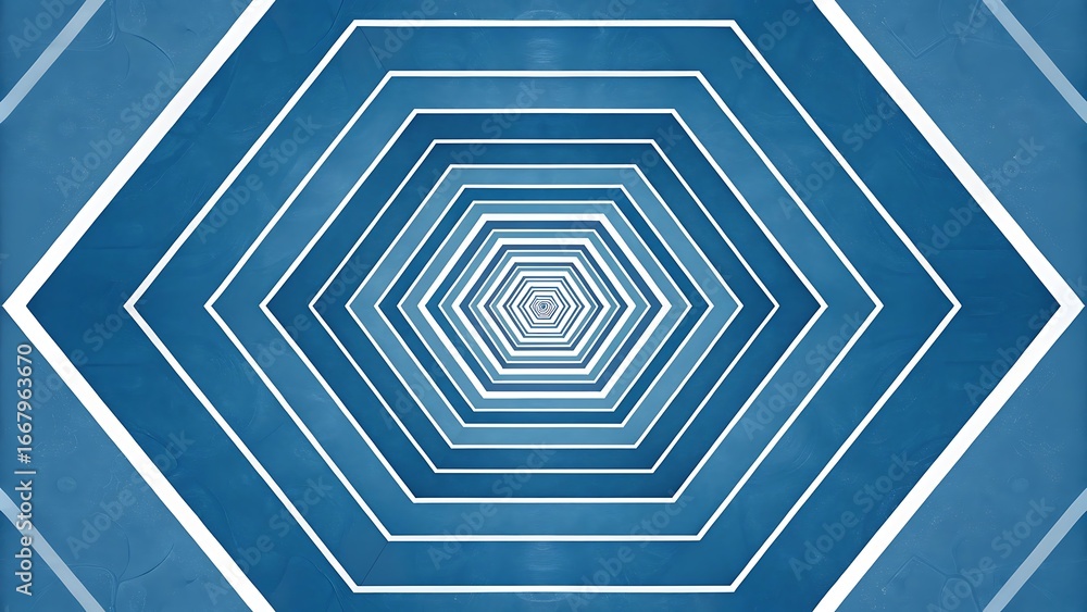 Poster abstract blue hexagon tunnel geometric pattern background for modern design and creative projects en