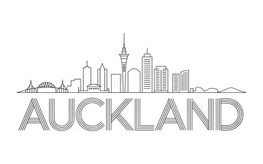 Auckland City Skyline Minimalist Outline Design of the City's Architecture and Wordmark for a Clean and Modern Aesthetic