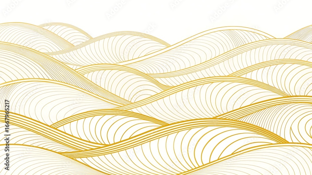 Poster abstract golden waves background with minimalist lines creating an elegant design perfect for websit