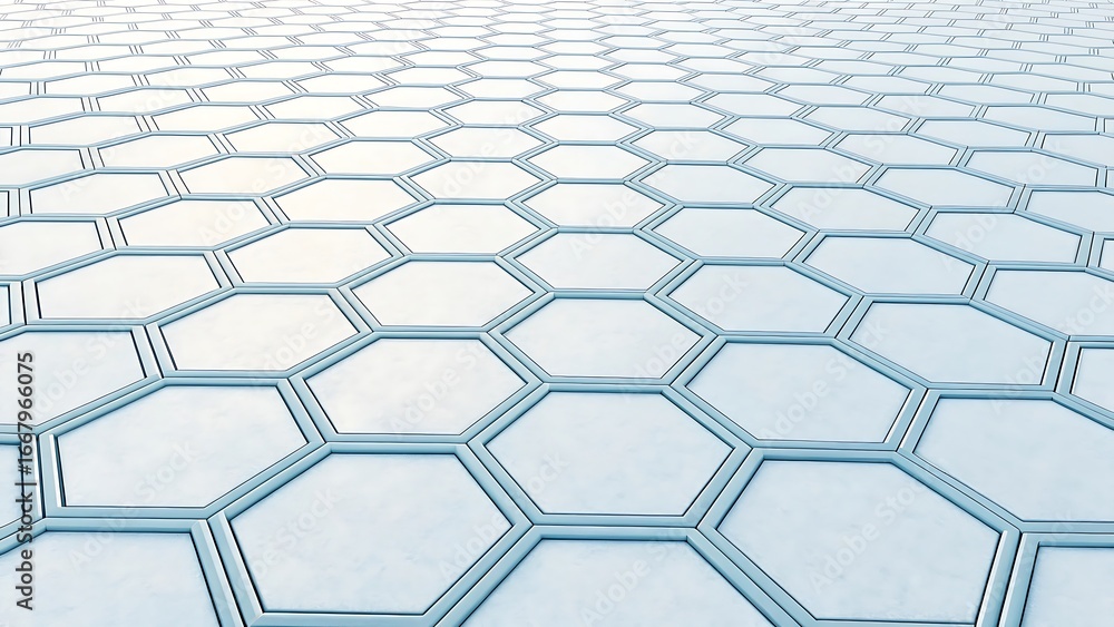 Poster abstract hexagonal pattern with blue bordering creating a modern geometric surface design suitable f