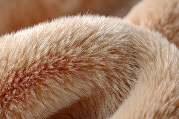Fototapeta premium Luxurious light brown faux fur texture: a soft, warm, detailed close-up.