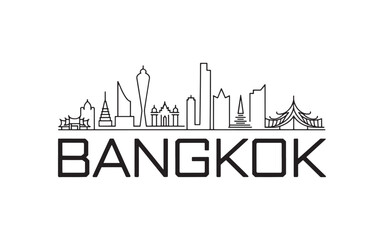 Fototapeta premium Sleek Bangkok Skyline Silhouette a Modern Minimalist Cityscape Design with Distinct Architectural Landmarks and Bold Typography for a Contemporary Urban Aesthetic