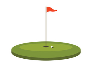 Golf hole icon logo, golf stick, ball