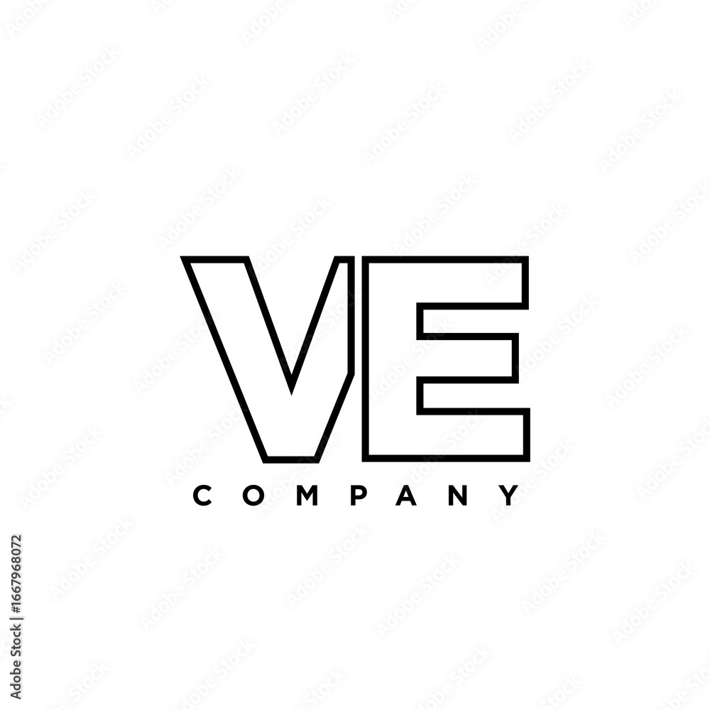 Poster letter v and e, ve logo design template. minimal monogram initial based logotype.