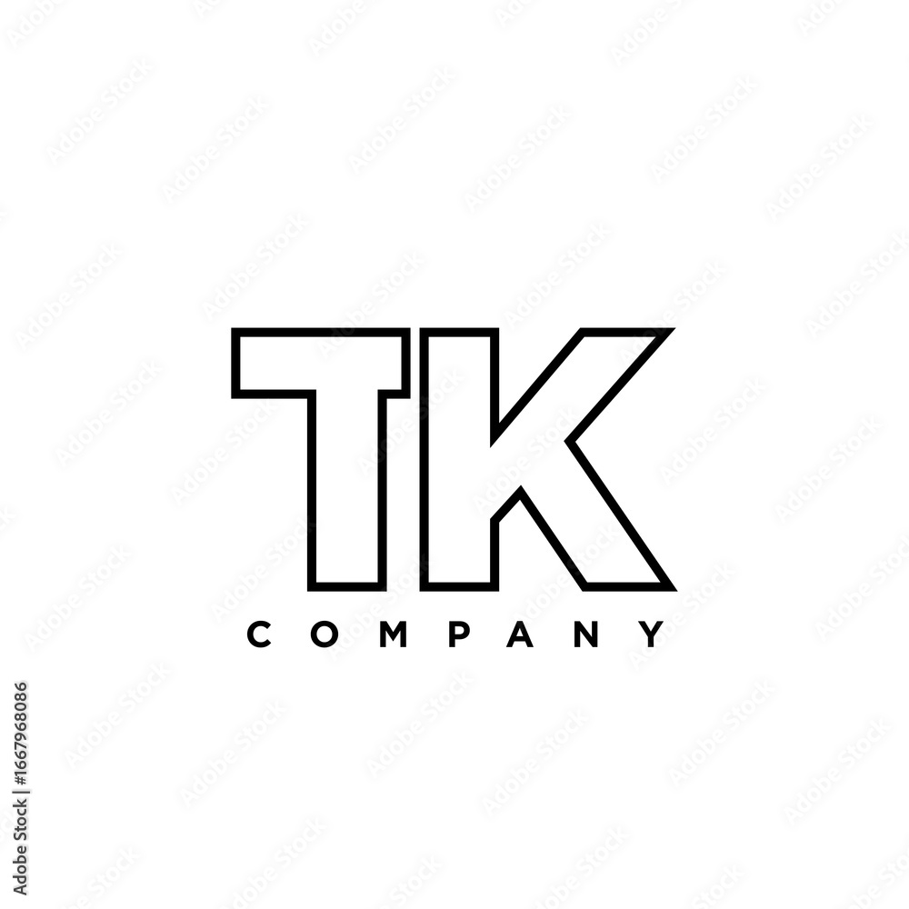 Poster letter t and k, tk logo design template. minimal monogram initial based logotype.
