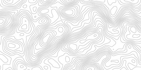 Geography landscape Topo contour map on white background, Topographic contour lines. Seamless pattern with lines Topographic map. Geographic mountain relief diagram line wave carve pattern. 