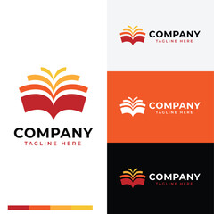 Sparkling open the book logo symbol icon flat stock vector design