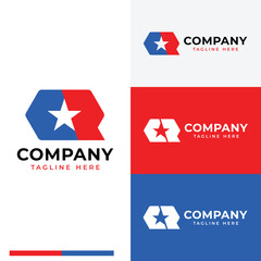 Bold initial CR star logo symbol icon flat stock vector design