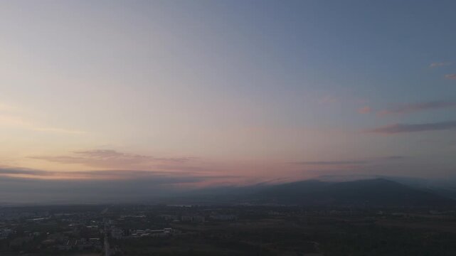 Aerial 4K Drone Footage of sunrise &ndash; Sofia, Bulgaria