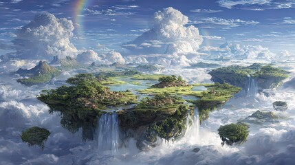 Floating Islands In A Colorful Cloudscape