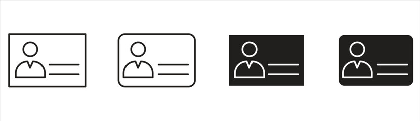 Identity Card icon set, driver's license pictogram, driver's license identity card symbol, editable strokes, vector illustration

