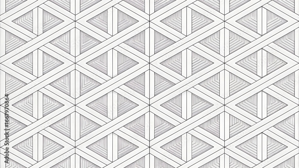 Poster geometric seamless pattern with triangles and lines creating optical illusion effect for modern back