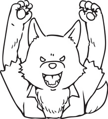 ハロウィンの狼男のバストアップ_線画