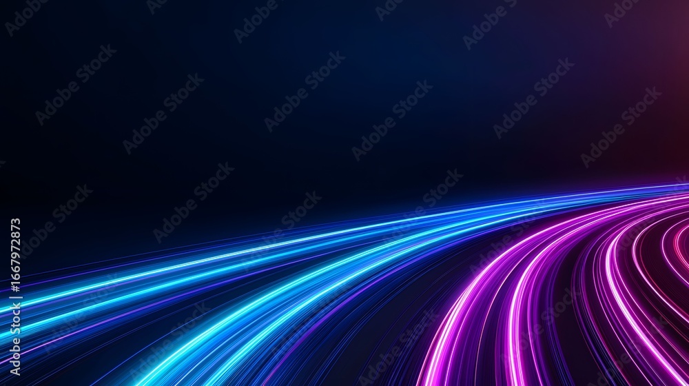 Poster the image shows an abstract background with vibrant streaks of light in blue and pink hues, creating