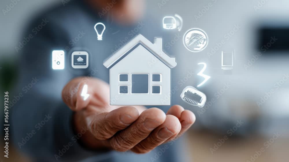 Poster a user engages and interacts with a digital interface designed specifically for a smart home system