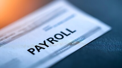 A close-up of a payroll document, highlighting the word "PAYROLL," signaling its importance in financial transactions and employee compensation.