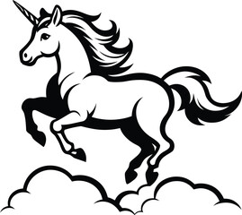 Obraz premium Unicorn Leaping Gracefully Over Clouds