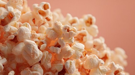 Sunlit popcorn with coral and peach background accents, breezy aesthetic