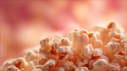 Sunlit popcorn with coral and peach background accents, breezy aesthetic