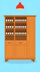 Wooden cabinet with bottles
