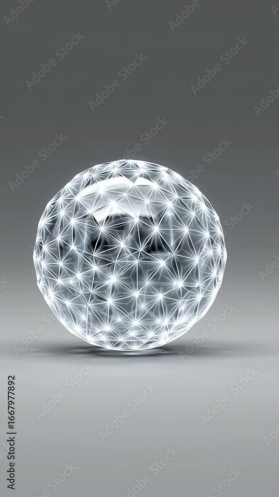 Poster elegant glowing geometric sphere with luminous patterns, creating modern visual effects in minimalis